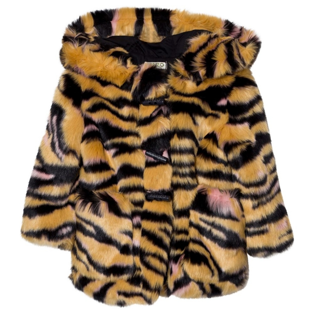 KENZOTan Tiger Print Faux Fur Hooded Parka